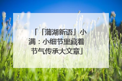 「蒲湖新语」小满：小细节里藏着节气传承大文章