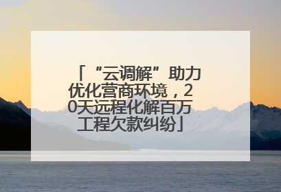 “云调解”助力优化营商环境，20天远程化解百万工程欠款纠纷