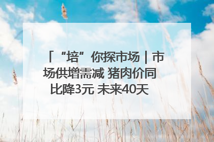 “培”你探市场｜市场供增需减 猪肉价同比降3元 未来40天便宜猪肉敞开吃