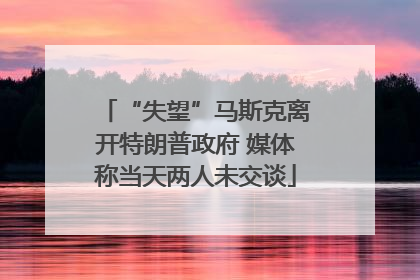 “失望”马斯克离开特朗普政府 媒体称当天两人未交谈