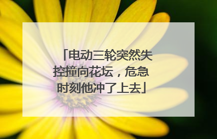 电动三轮突然失控撞向花坛，危急时刻他冲了上去
