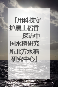 用科技守护黑土稻香——探访中国水稻研究所北方水稻研究中心