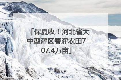 保夏收！河北省大中型灌区春灌农田707.4万亩