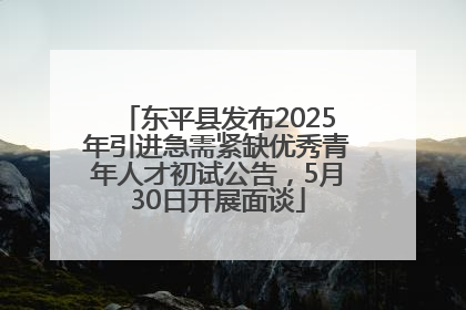 东平县发布2025年引进急需紧缺优秀青年人才初试公告，5月30日开展面谈