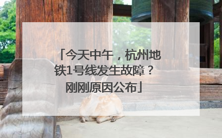 今天中午，杭州地铁1号线发生故障？刚刚原因公布