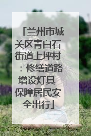 兰州市城关区青白石街道上坪村：修缮道路增设灯具 保障居民安全出行