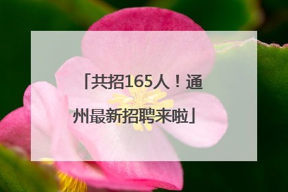 共招165人！通州最新招聘来啦