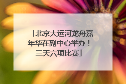 北京大运河龙舟嘉年华在副中心举办！三天六项比赛
