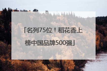 名列75位！稻花香上榜中国品牌500强