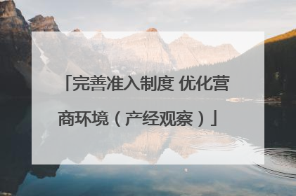 完善准入制度 优化营商环境（产经观察）