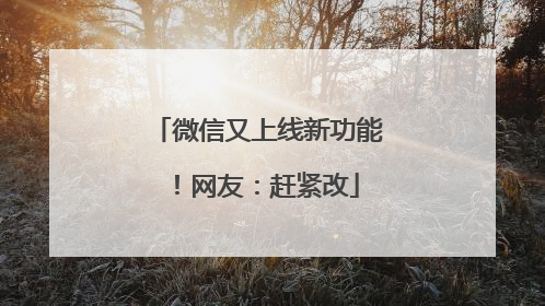 微信又上线新功能！网友：赶紧改