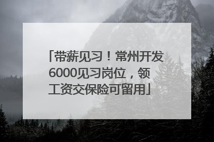 带薪见习！常州开发6000见习岗位，领工资交保险可留用