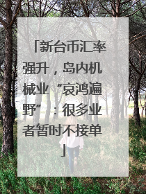 新台币汇率强升，岛内机械业“哀鸿遍野”：很多业者暂时不接单