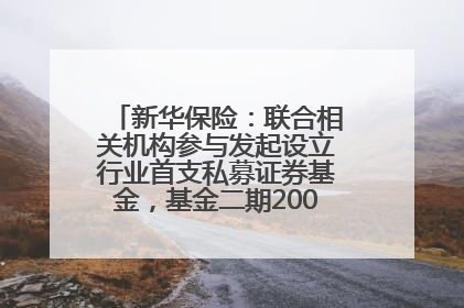新华保险：联合相关机构参与发起设立行业首支私募证券基金，基金二期200亿元已募集完毕