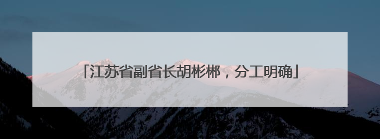 江苏省副省长胡彬郴，分工明确