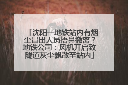 沈阳一地铁站内有烟尘冒出人员捂鼻撤离？地铁公司：风机开启致隧道灰尘飘散至站内