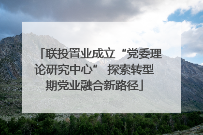 联投置业成立“党委理论研究中心” 探索转型期党业融合新路径