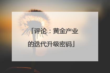 评论：黄金产业的迭代升级密码