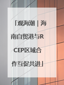 观海潮｜海南自贸港与RCEP区域合作互促共进