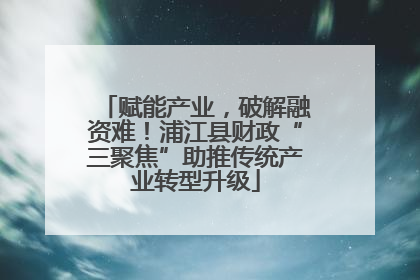 赋能产业，破解融资难！浦江县财政“三聚焦”助推传统产业转型升级