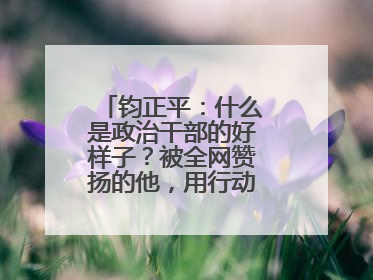 钧正平：什么是政治干部的好样子？被全网赞扬的他，用行动作出了回答