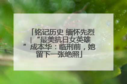 铭记历史 缅怀先烈 ∣“最美抗日女英雄”成本华：临刑前，她留下一张绝照