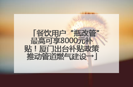 餐饮用户“瓶改管”最高可享8000元补贴！厦门出台补贴政策推动管道燃气建设→