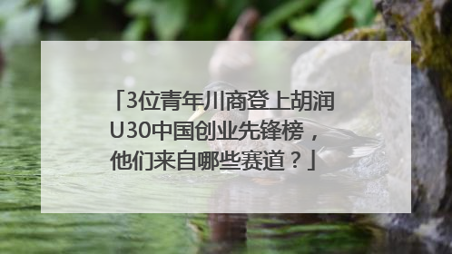 3位青年川商登上胡润U30中国创业先锋榜，他们来自哪些赛道？
