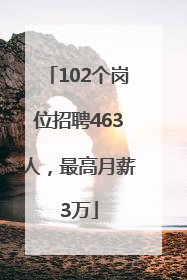 102个岗位招聘463人，最高月薪3万