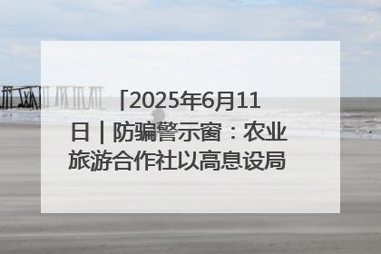 2025年6月11日｜防骗警示窗：农业旅游合作社以高息设局，集资380万
