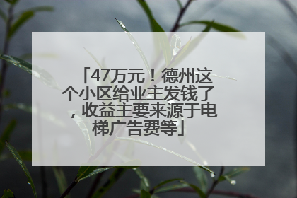 47万元！德州这个小区给业主发钱了，收益主要来源于电梯广告费等